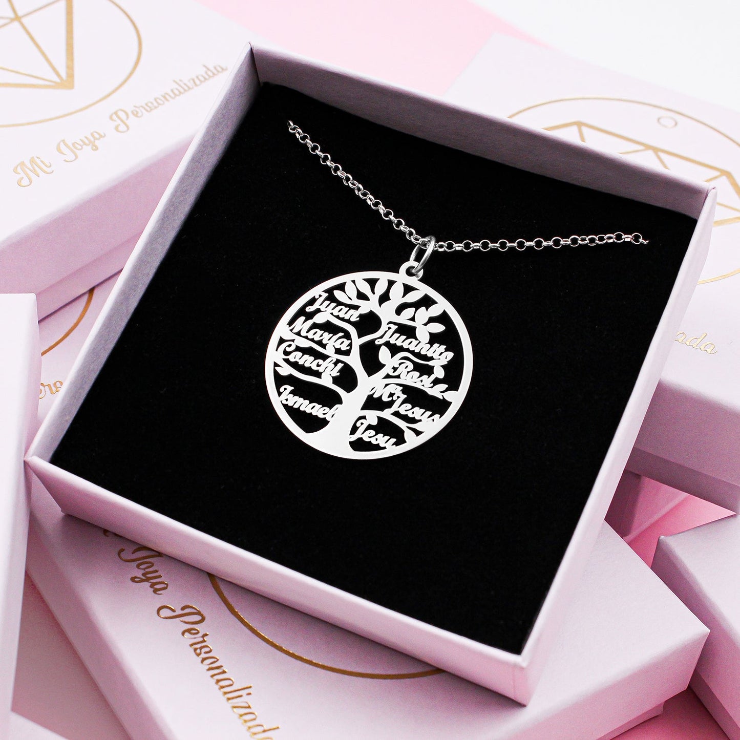 Collier Arbre de Vie Personnalisable 9 Prénoms Argent 925