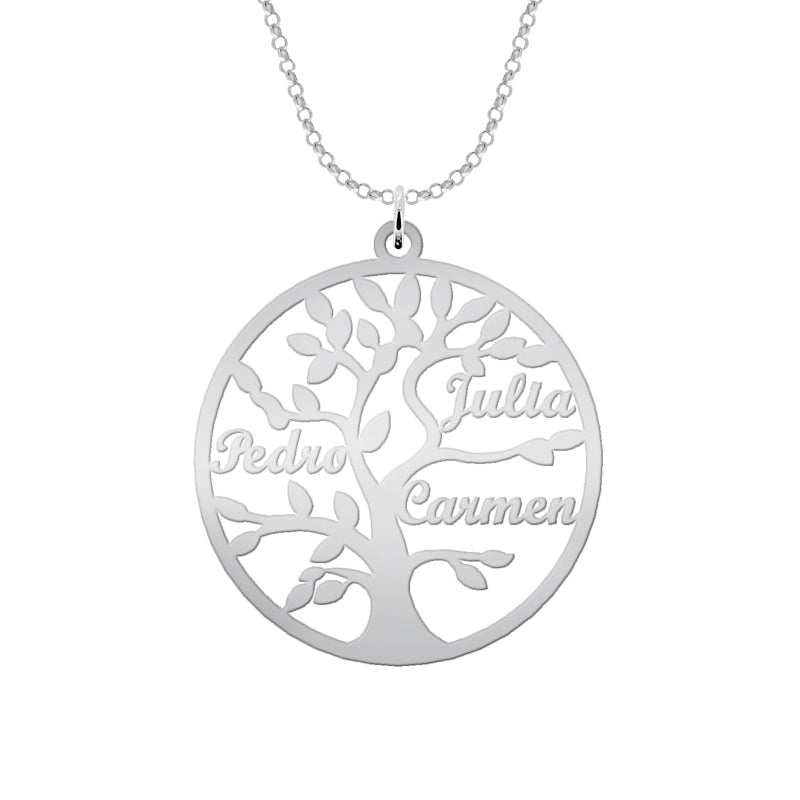 Collier Arbre de Vie Personnalisable 9 Prénoms Argent 925