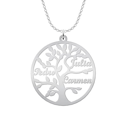 Collier Arbre de Vie Personnalisable 9 Prénoms Argent 925