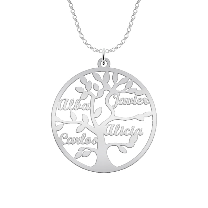 Collier Arbre de Vie Personnalisable 9 Prénoms Argent 925