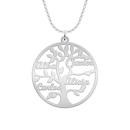 Collier Arbre de Vie Personnalisable 9 Prénoms Argent 925