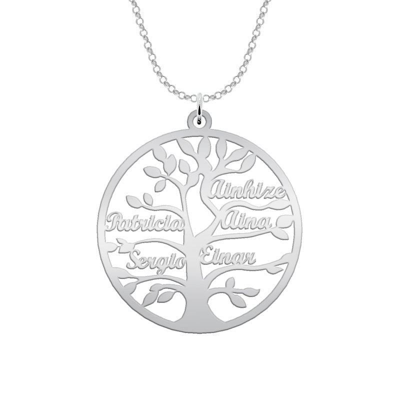 Collier Arbre de Vie Personnalisable 9 Prénoms Argent 925
