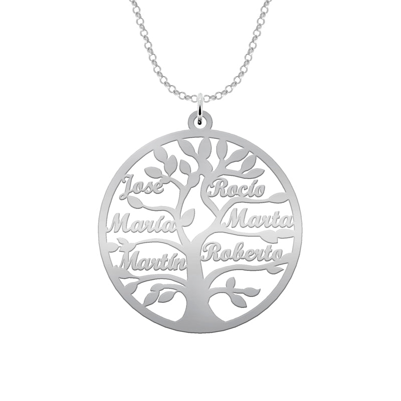 Collier Arbre de Vie Personnalisable 9 Prénoms Argent 925