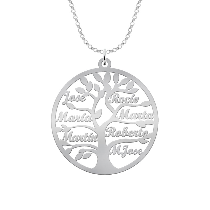 Collier Arbre de Vie Personnalisable 9 Prénoms Argent 925