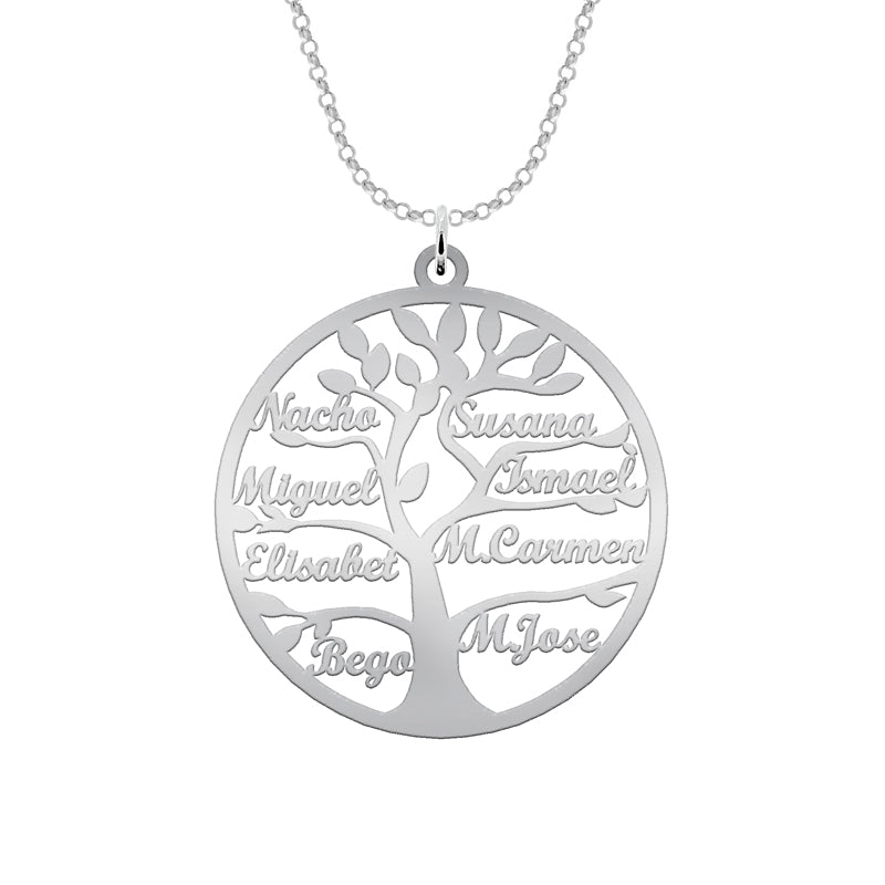 Collier Arbre de Vie Personnalisable 9 Prénoms Argent 925