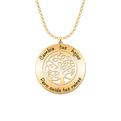 Collier Arbre de Vie personnalisé 2 phrases plaqué or