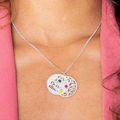 Collier Arbre de Vie personnalisé 6 prénoms et 6 pierres de naissance