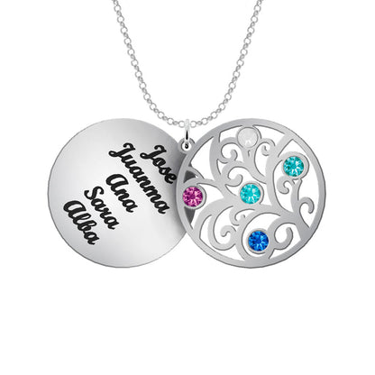 Collier Arbre de Vie personnalisé 6 prénoms et 6 pierres de naissance