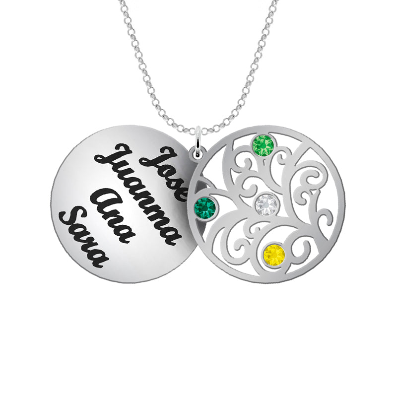Collier Arbre de Vie personnalisé 6 prénoms et 6 pierres de naissance