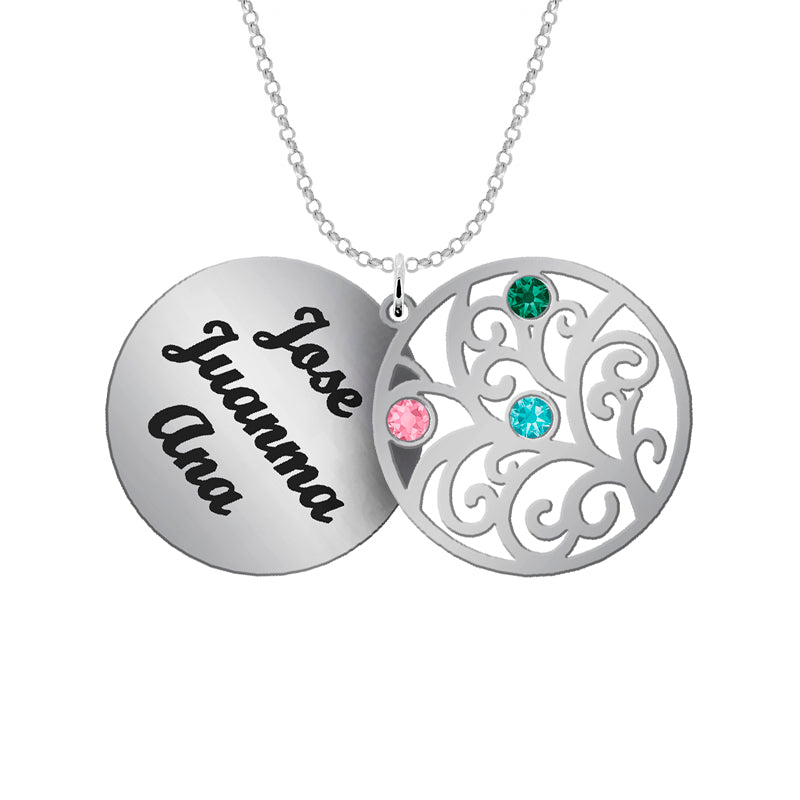 Collier Arbre de Vie personnalisé 6 prénoms et 6 pierres de naissance