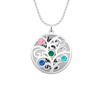 Collier Arbre de Vie personnalisé 6 prénoms et 6 pierres de naissance