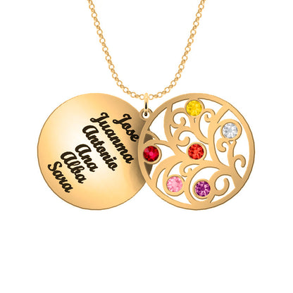 Collier Arbre de Vie personnalisé 6 prénoms et pierres de naissance
