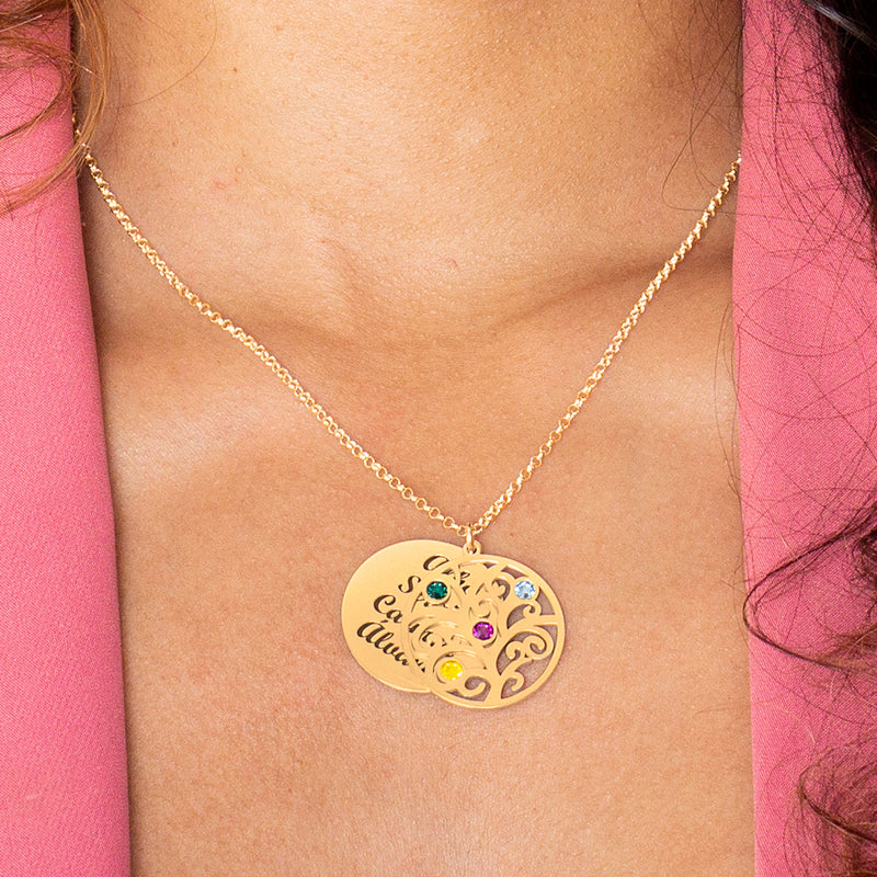 Collier Arbre de Vie personnalisé 6 prénoms et pierres de naissance
