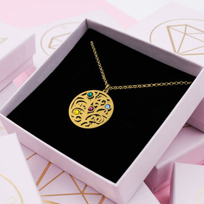 Collier Arbre de Vie personnalisé 6 prénoms et pierres de naissance