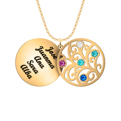 Collier Arbre de Vie personnalisé 6 prénoms et pierres de naissance