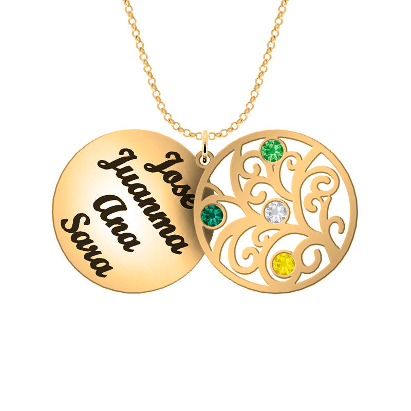 Collier Arbre de Vie personnalisé 6 prénoms et pierres de naissance