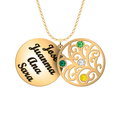 Collier Arbre de Vie personnalisé 6 prénoms et pierres de naissance