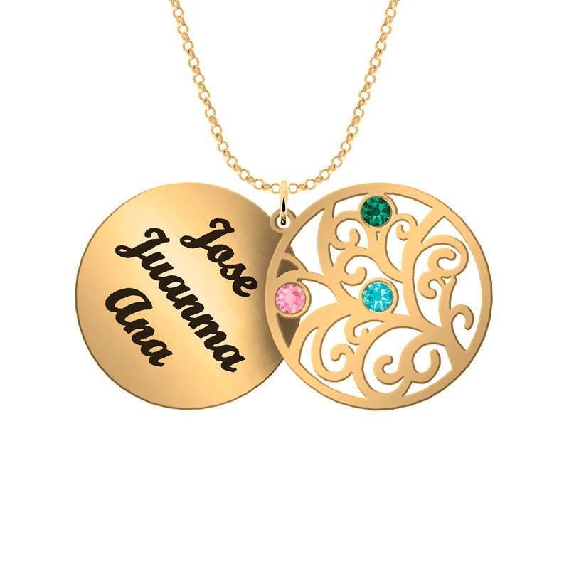 Collier Arbre de Vie personnalisé 6 prénoms et pierres de naissance