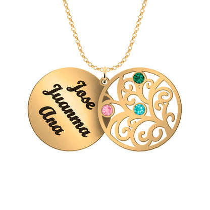 Collier Arbre de Vie personnalisé 6 prénoms et pierres de naissance