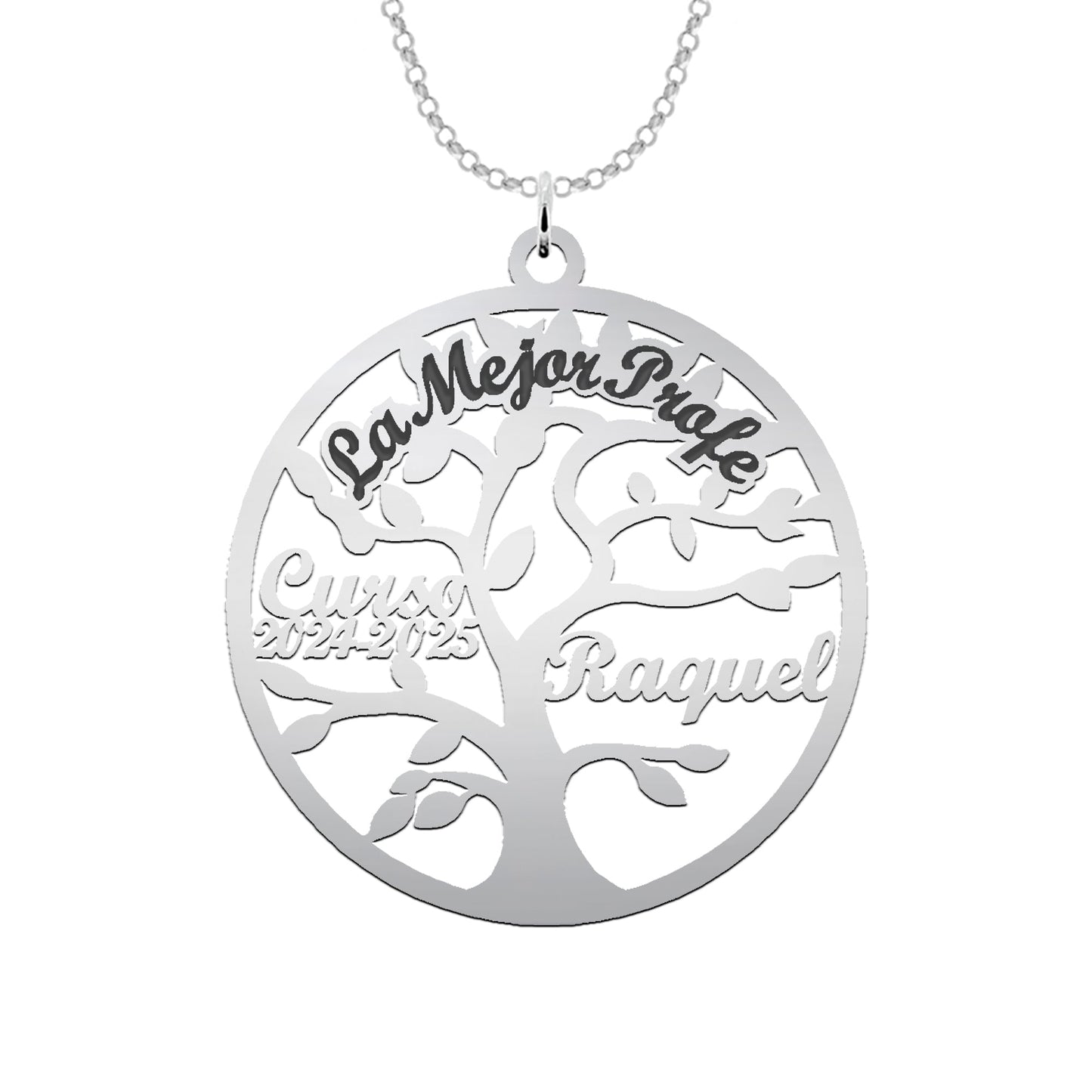 Collier Arbre de Vie Personnalisé - Argent 925 - Pour Professeur