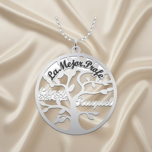 Collier Arbre de Vie Personnalisé - Argent 925 - Pour Professeur