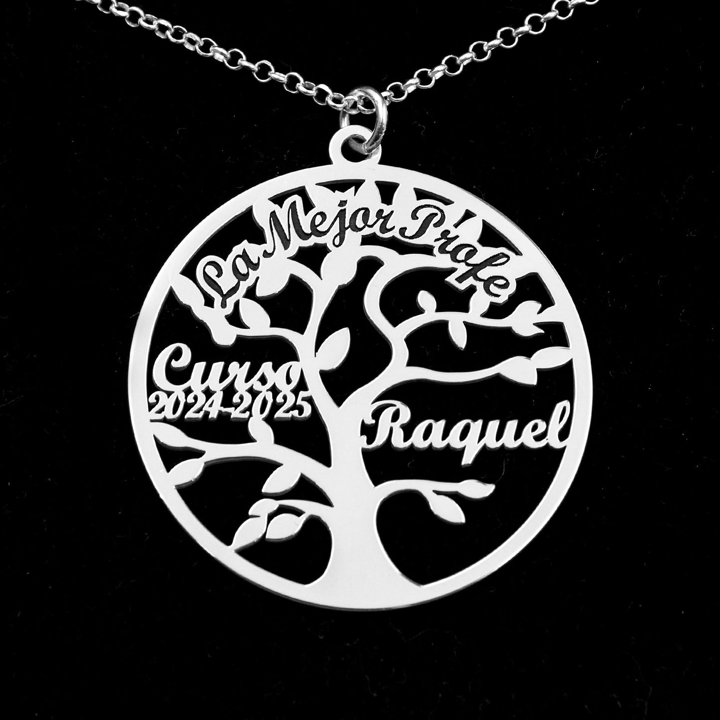 Collier Arbre de Vie Personnalisé - Argent 925 - Pour Professeur