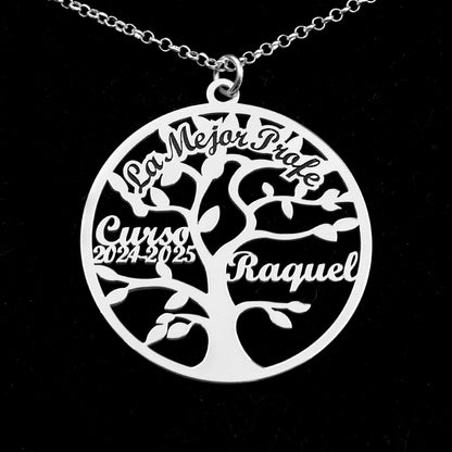 Collier Arbre de Vie Personnalisé - Argent 925 - Pour Professeur