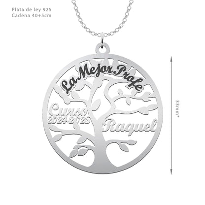 Collier Arbre de Vie Professeur, gravure personnalisée, argent 925