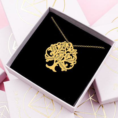 Collier Arbre de Vie plaqué or personnalisable 11 prénoms