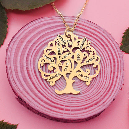 Collier Arbre de Vie plaqué or personnalisable 11 prénoms