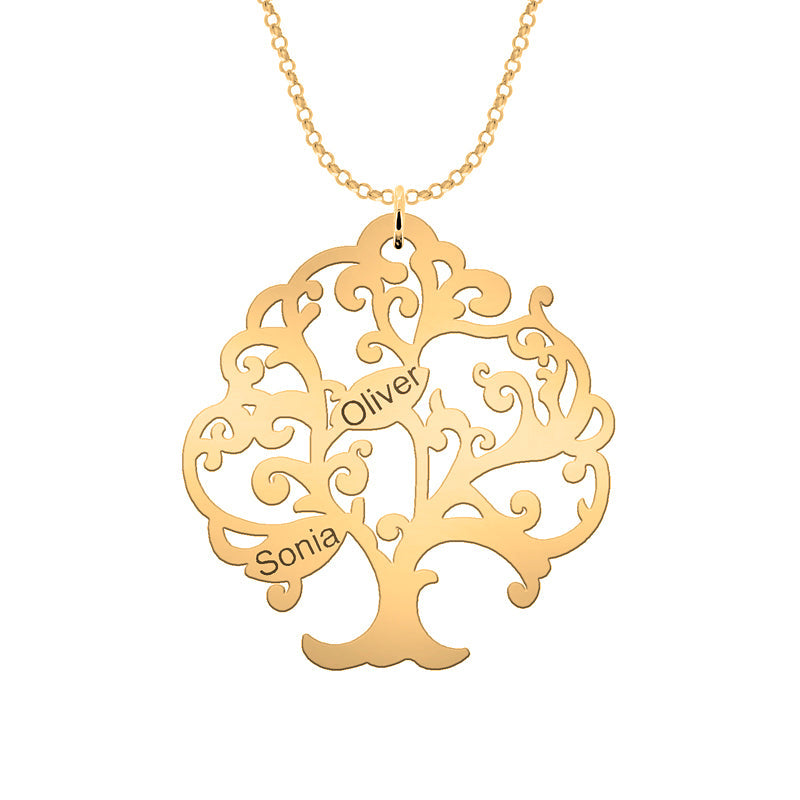 Collier Arbre de Vie plaqué or personnalisable 11 prénoms