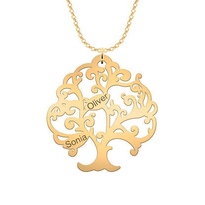 Collier Arbre de Vie plaqué or personnalisable 11 prénoms