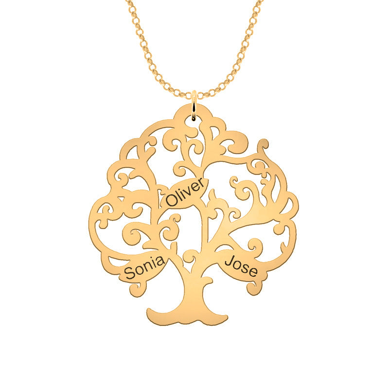 Collier Arbre de Vie plaqué or personnalisable 11 prénoms