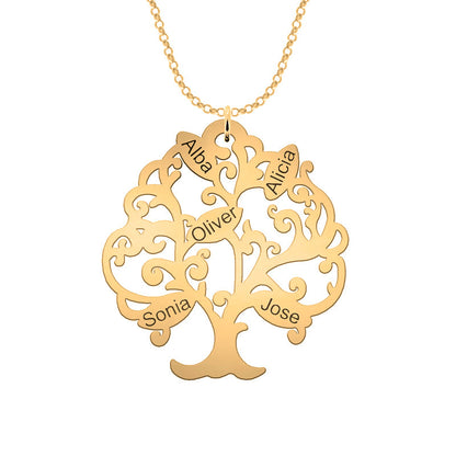 Collier Arbre de Vie plaqué or personnalisable 11 prénoms