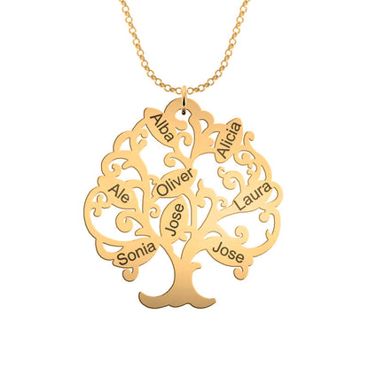 Collier Arbre de Vie plaqué or personnalisable 11 prénoms
