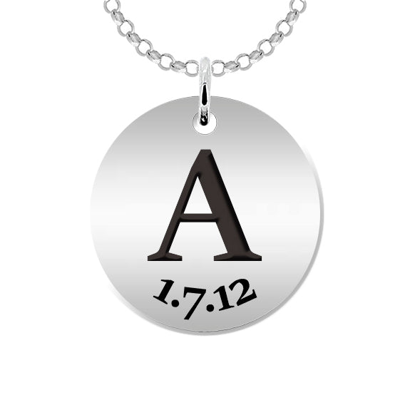 Collier argent 925 avec initiale et date gravées