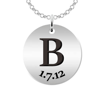 Collier argent 925 avec initiale et date gravées