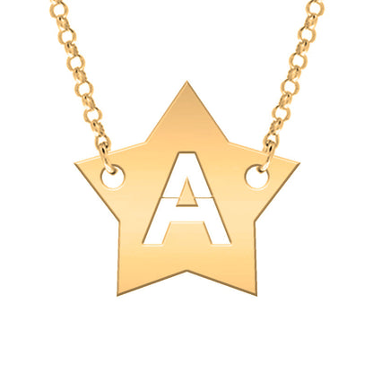 Collier Argent 925 - Étoile Plaqué Or et Initiale Découpée