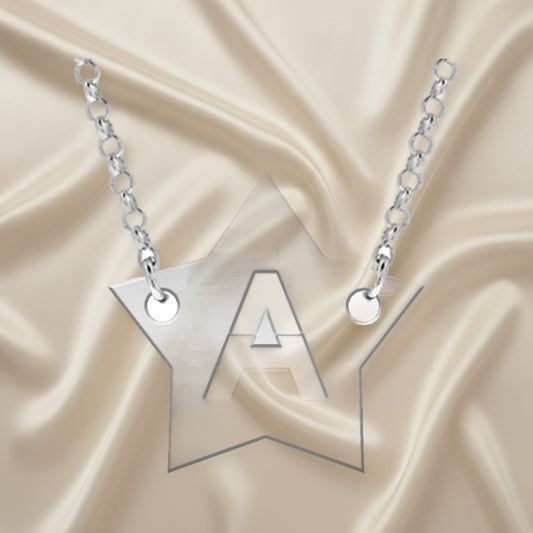 Collier Argent avec Initiale Ajourée en Forme d'Étoile