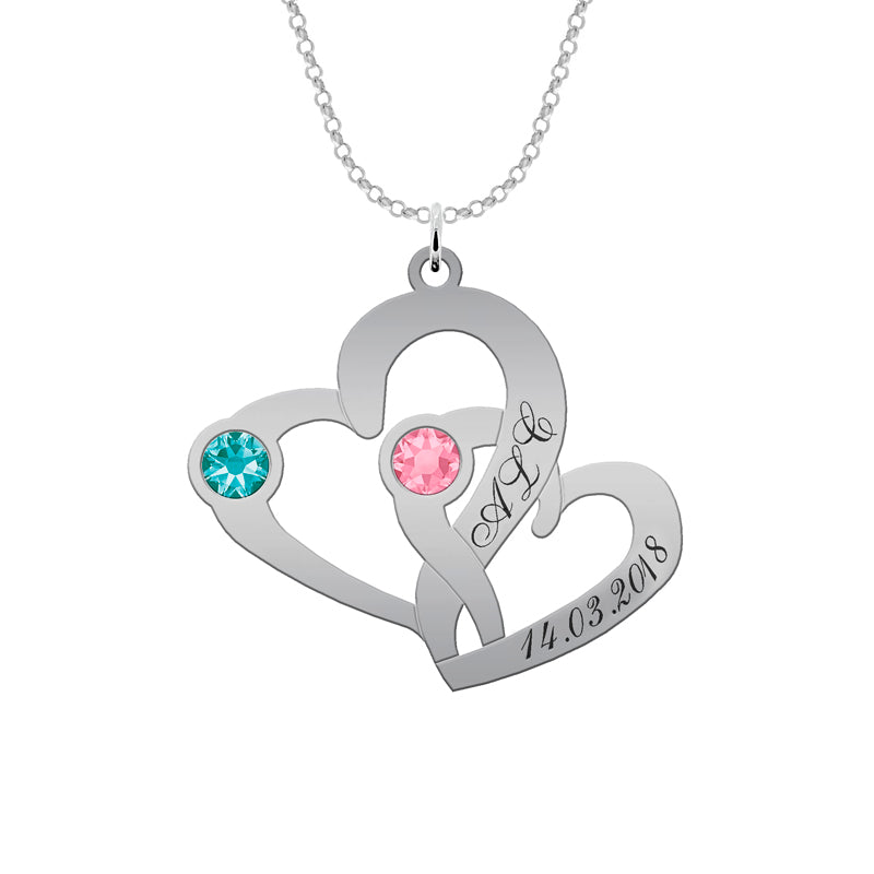 Collier argent massif cœurs entrelacés à graver