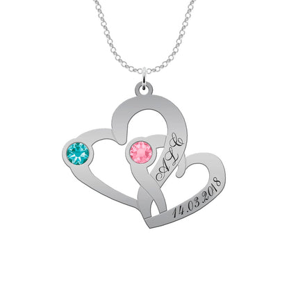 Collier argent massif cœurs entrelacés à graver