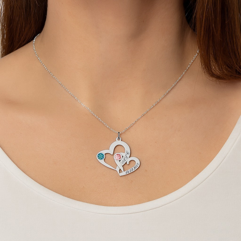 Collier argent massif cœurs entrelacés à graver