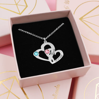 Collier argent massif cœurs entrelacés à graver