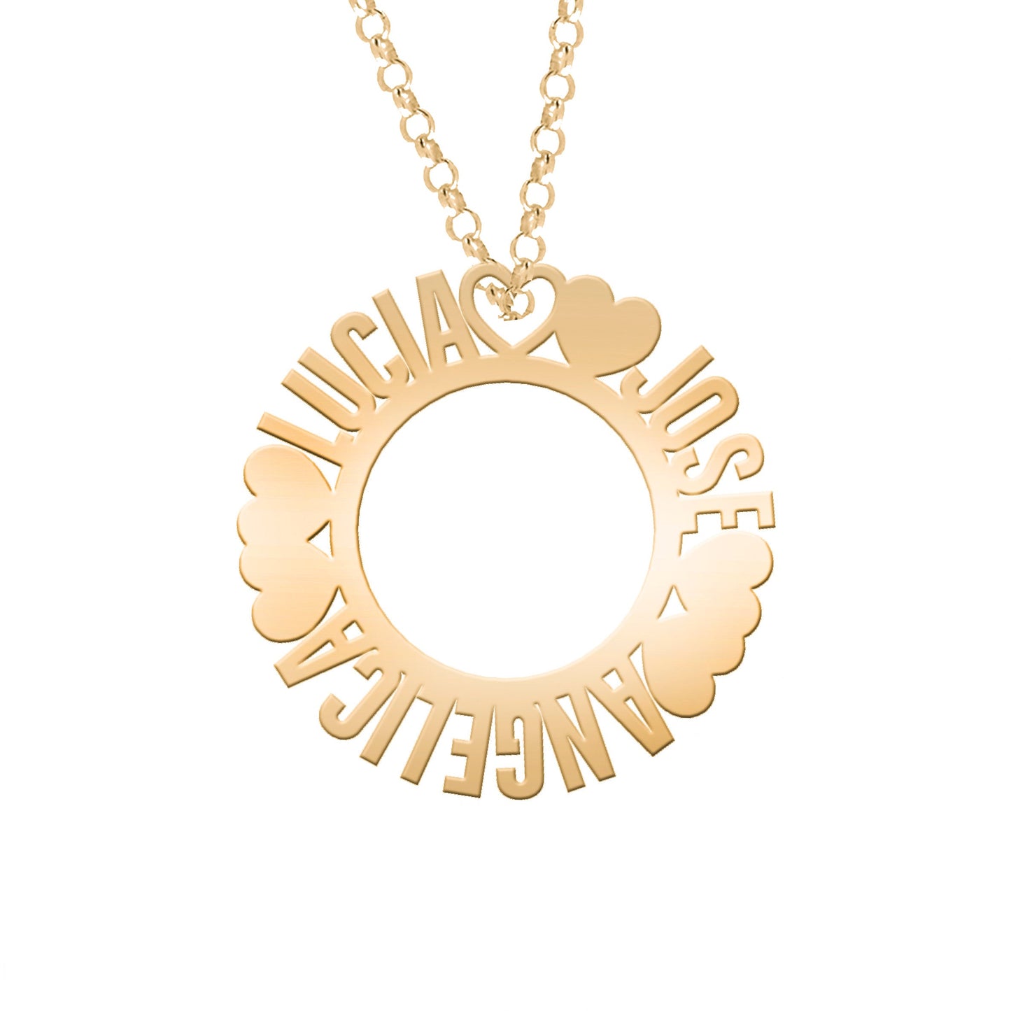 Collier Cercle Cœurs et Motifs, Argent Plaqué Or 18K