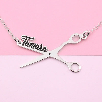 Collier ciseaux argent massif personnalisable prénom