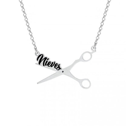 Collier ciseaux argent massif personnalisable prénom