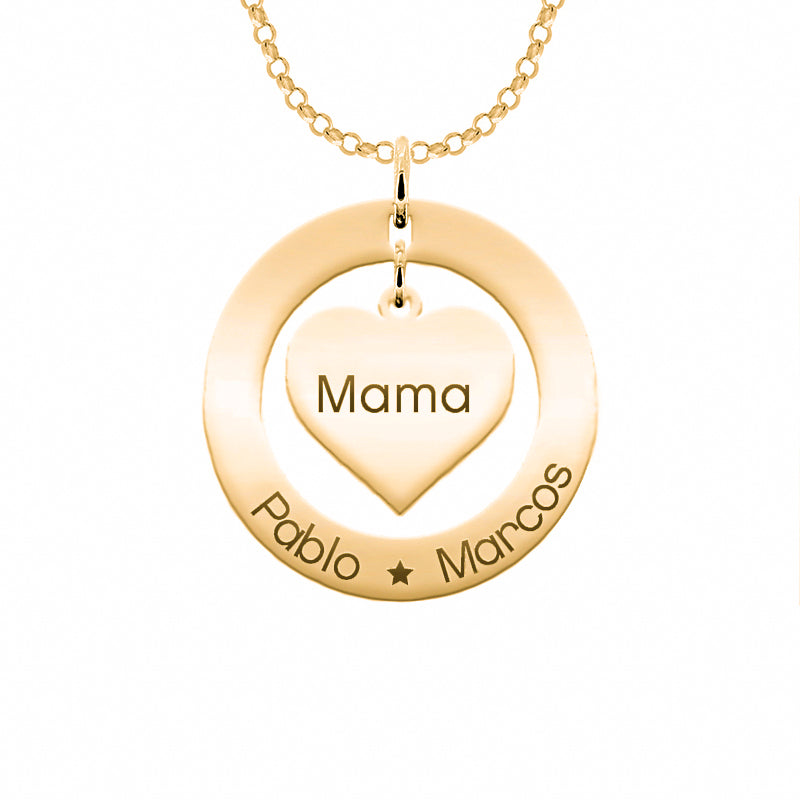 Collier cœur & anneau personnalisé en argent plaqué or