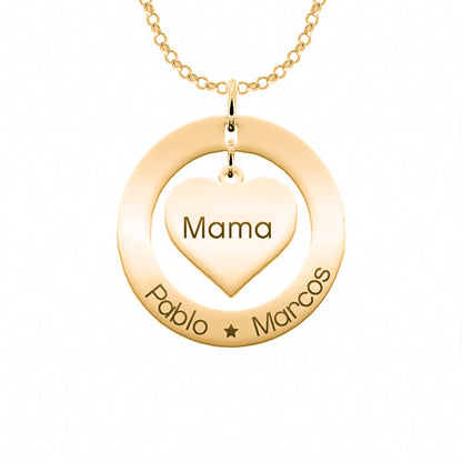 Collier cœur & anneau personnalisé en argent plaqué or