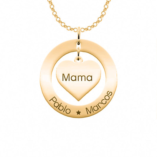 Collier cœur & anneau personnalisé en argent plaqué or