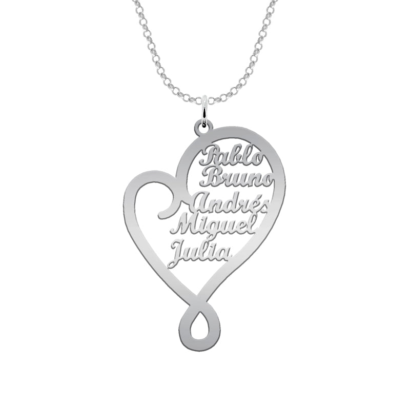 Collier Cœur Argent 925 Personnalisable avec Prénoms